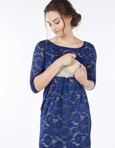 Contessa - sinine pitsist kleit rasedale ja imetavale emale (suurus M)